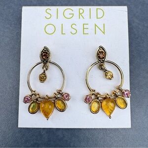 Sigrid Olsen Gold Earrings with Yellow and Pink Accents